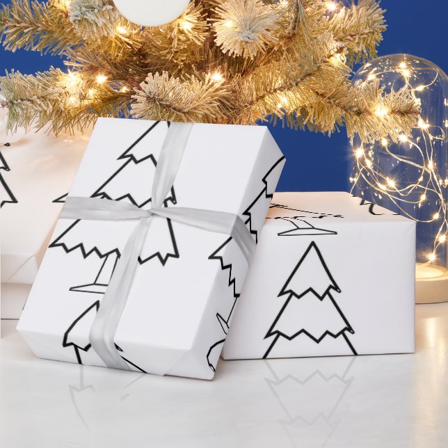Papel de embrulho com árvore de Natal branca e aca (Feriados)