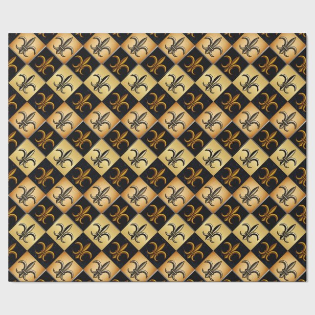Papel de embrulho com azulejo Fleur De Lis (Barra)