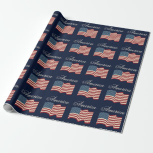 Papel de embrulho com bandeira americana ondulante
