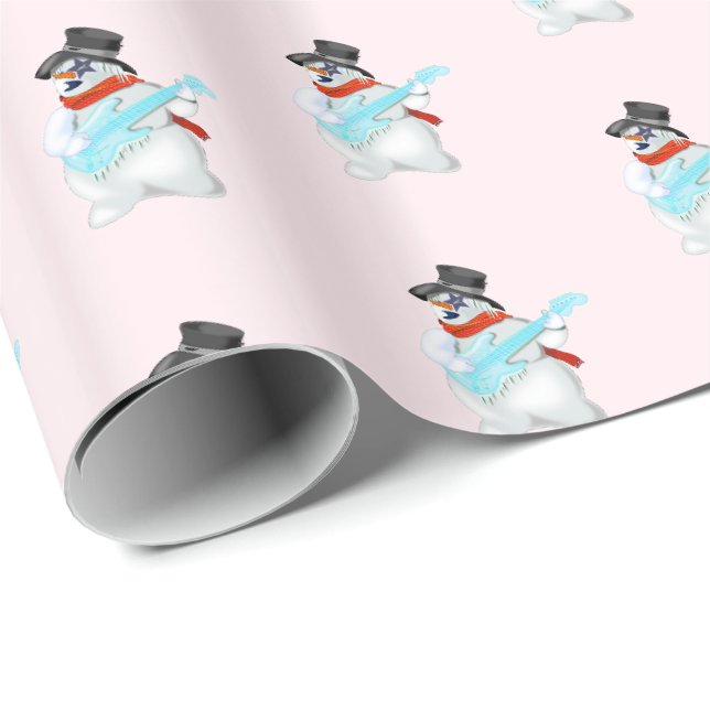 Papel de embrulho com boneco de neve de rock (Ponta do rolo)