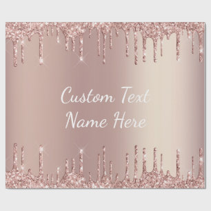 Papel de embrulho com brilho em Rose Gold com text