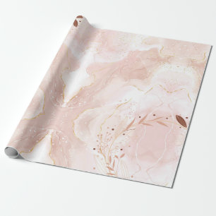 Papel de embrulho com brilho rosa mármore