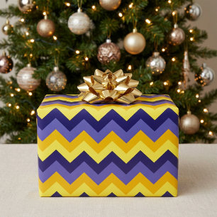 Papel de embrulho com Chevron em Azul Amarelo Dour