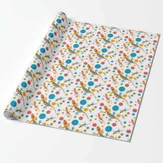 Papel de embrulho com desenho colorido de geco