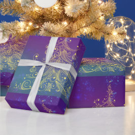 Papel de embrulho com design de árvore de Natal em