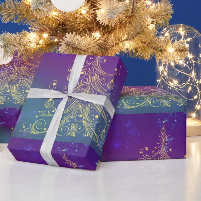 Papel de embrulho com design de árvore de Natal em (Feriados)