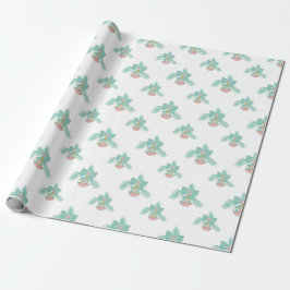 Papel de embrulho com enfeites cor-de-rosa e aqua