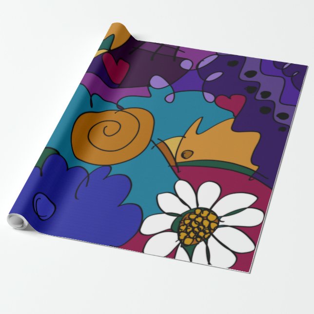 Papel de embrulho com esboços coloridos de rabisco (Desenrolado)
