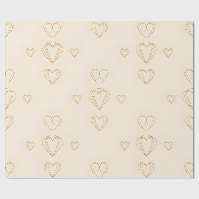 Papel de embrulho com esboços de corações simples (Aberto)