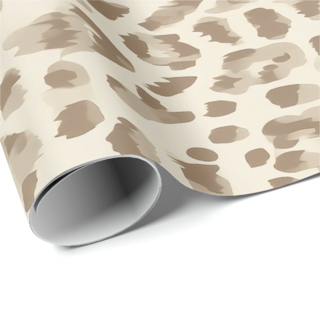 Papel de embrulho com estampa de leopardo bege (Ponta do rolo)