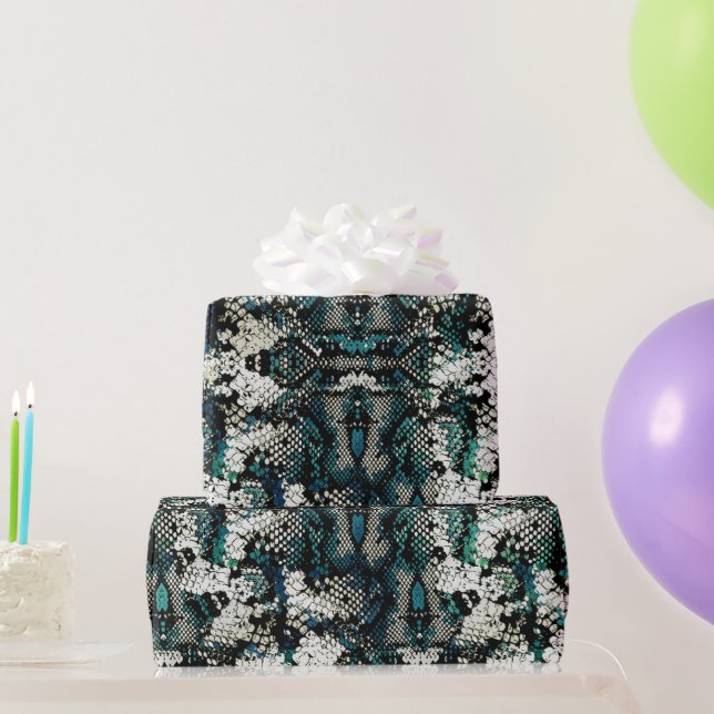 Papel de embrulho com estampa de pele de cobra (Presentes para festas)