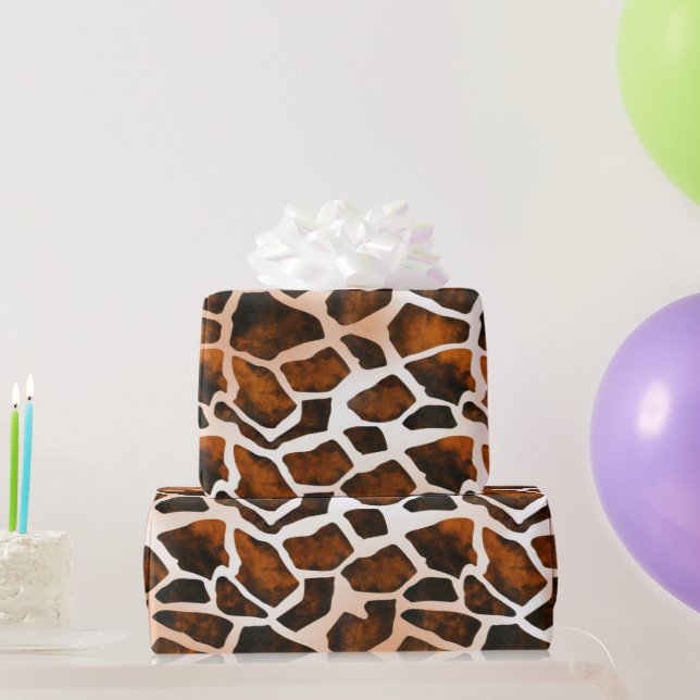 Papel de embrulho com estampa de pele de girafa (Presentes para festas)