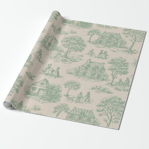Papel de embrulho com estampa de Toile de Jouy ver