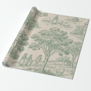 Papel de embrulho com estampa de Toile Pastoral Ve