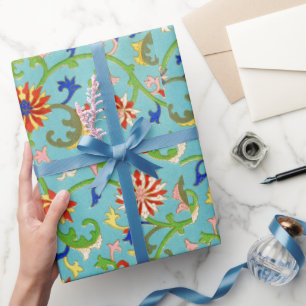 Papel de embrulho com estampa floral colorida