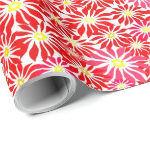 Papel de embrulho com estampa floral festiva de po