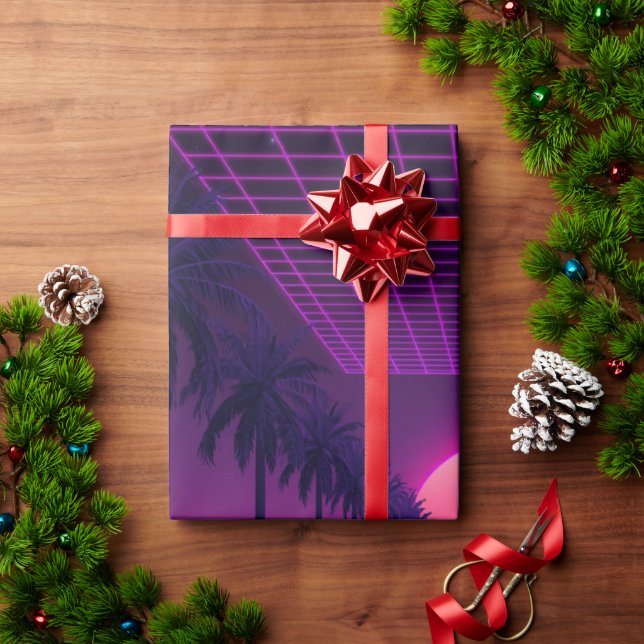 Papel de embrulho com estética retrô dos anos 80 (Presente de Natal)
