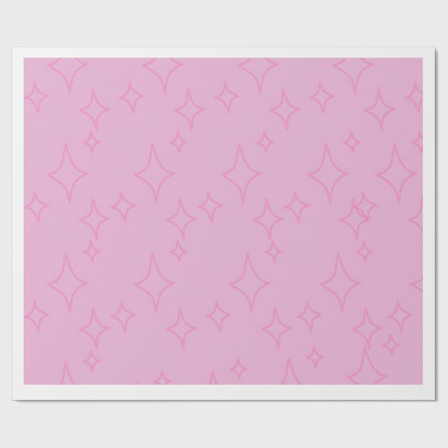 Papel de embrulho com estrelas cintilantes rosa (Aberto)