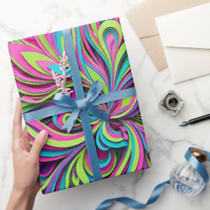 Papel de embrulho com explosão floral neon abstrat