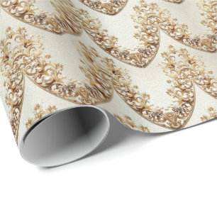 Papel de embrulho com floreado dourado ornamentado