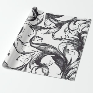 Papel de embrulho com floreios barrocos