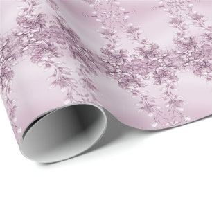 Papel de embrulho com folhagem floral rosa