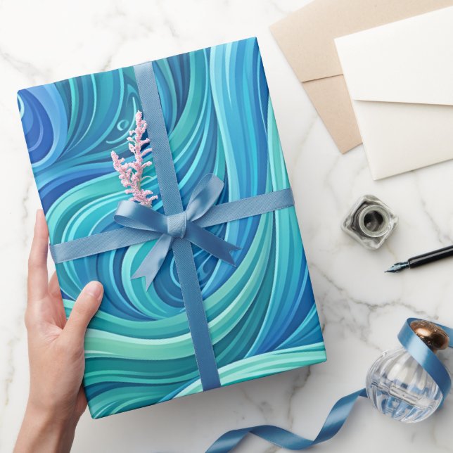 Papel de embrulho com gradiente de oceano abstrato (Presentear)