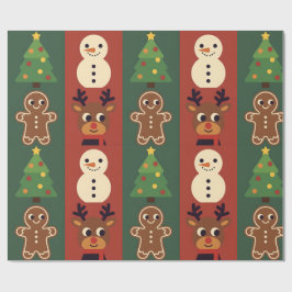 Papel de embrulho com ícones de Natal fofo