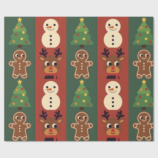 Papel de embrulho com ícones de Natal fofo (Aberto)