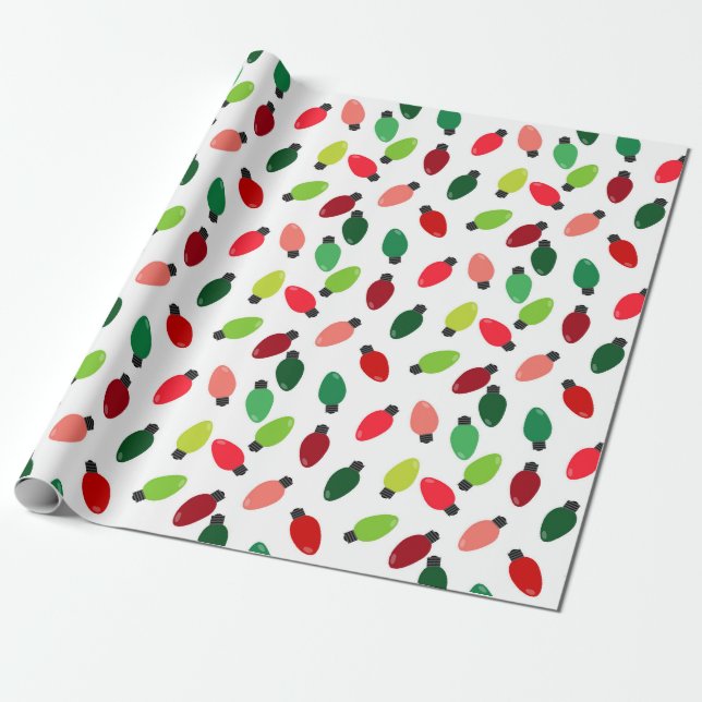 Papel de embrulho com impressão de Luzes de Árvore (Desenrolado)