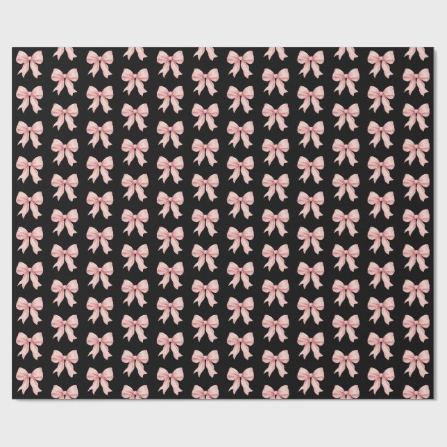 Papel de embrulho com laço de fita rosa Coquette (Aberto)
