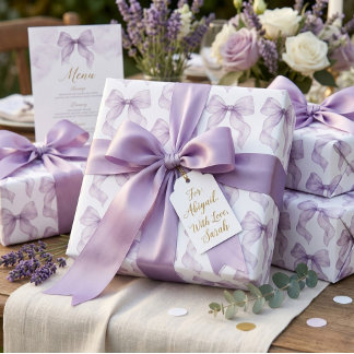 Papel de embrulho com laços de aquarela lavanda