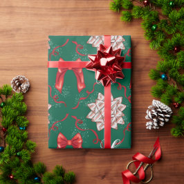 Papel de embrulho com laços de Natal