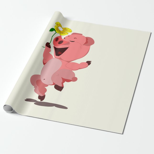 Papel de Embrulho com Leitão Feliz (Desenrolado)