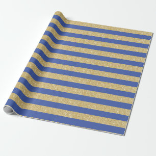 Papel de embrulho com listras brilhantes em azul e