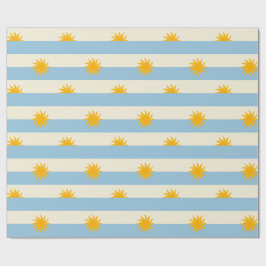 Papel de embrulho com listras de creme azul e expl