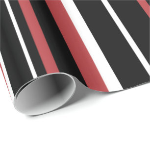 Papel de embrulho com listras Preto, Vermelho Auro