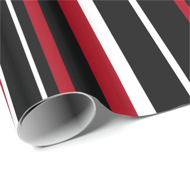 Papel de embrulho com listras Preto, Vermelho Escu (Ponta do rolo)