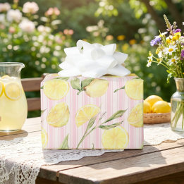 Papel de embrulho com Listras Rosa e Limão