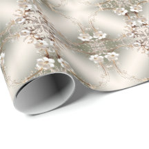 Papel de embrulho com moldura floral branca orname