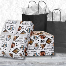 Papel de embrulho com nome e foto de aniversário d