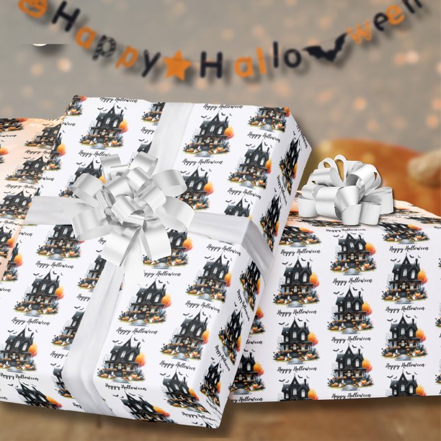 Papel de embrulho com padrão assustador Feliz Hall (Happy Halloween Spooky Pattern Wrapping Paper)