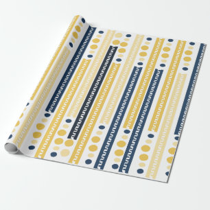 Papel de embrulho com padrão azul e amarelo