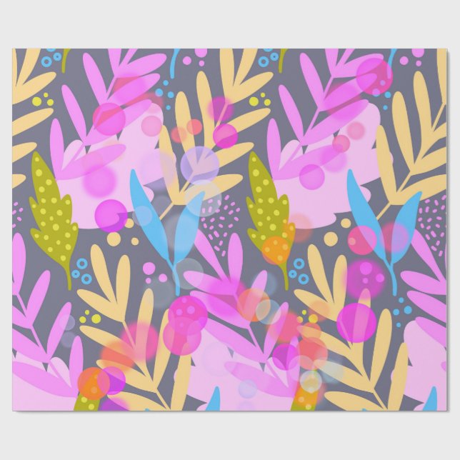 Papel de embrulho com padrão botânico abstrato col (Aberto)