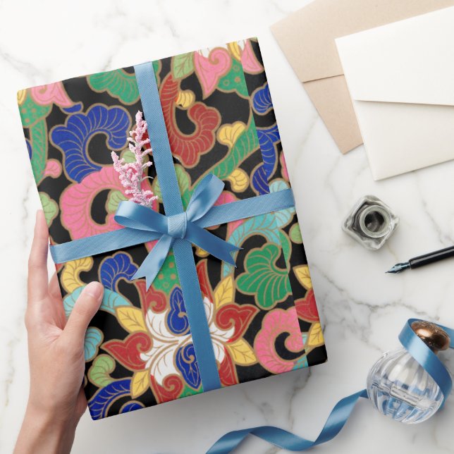 Papel de embrulho com padrão chinês floral (Presentear)