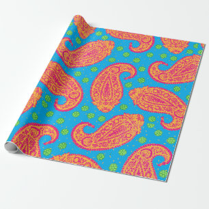 Papel de embrulho com padrão colorido de Paisley