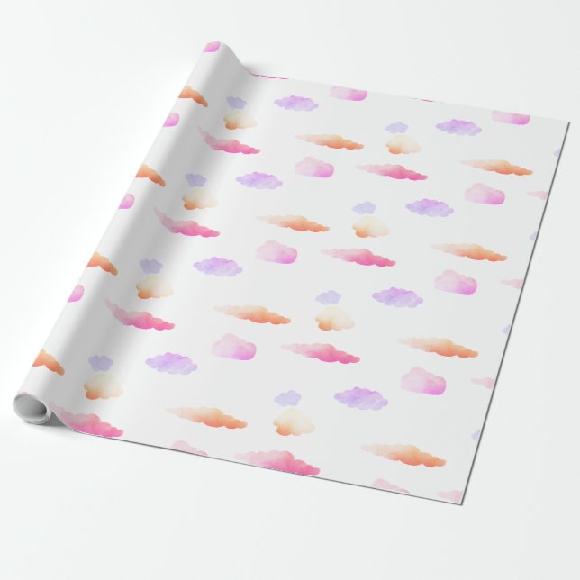 Papel de embrulho com padrão contínuo de nuvens (Desenrolado)
