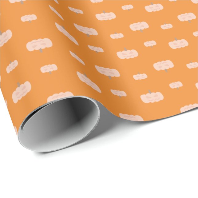 Papel de embrulho com padrão de abóbora assustador (Ponta do rolo)