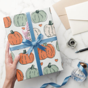 Papel de embrulho com padrão de abóbora caprichoso