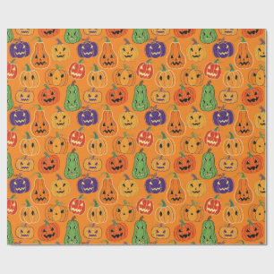 Papel de embrulho com padrão de abóbora de Hallowe